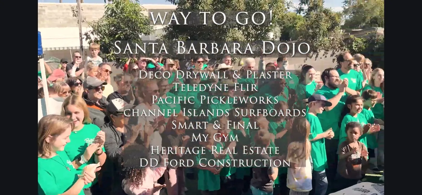 Thank-you graphic for Santa Barbara Dojo sponsors and supporters
