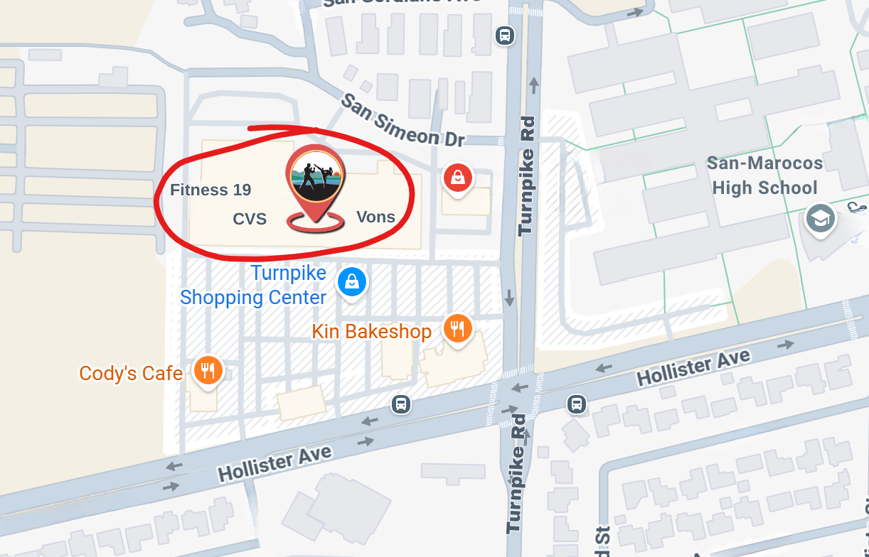 Map to Santa Barbara Dojo Goleta in the Turnpike Shopping Center